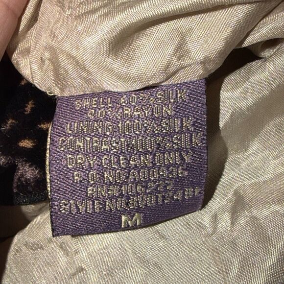 Hale Bob Burnout Velvet Boho Top Tie Shoulder Black Tan Floral Elastic Waist M - Picture 7 of 11